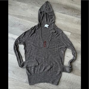 Michael Stars Hooded Henley Sweater in Brown One Size OS
